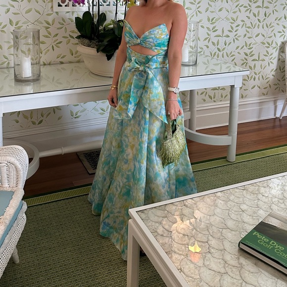 SOLD- Zimmermann High Tide Ikat Dress Set Green Blue Yellow - Picture 5 of 5